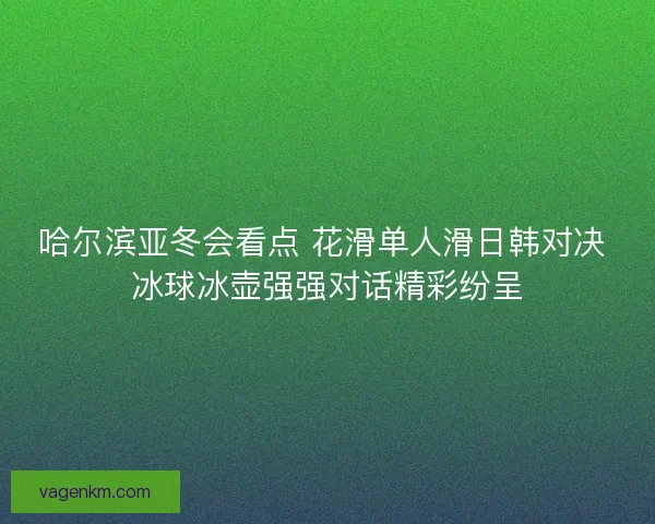 哈尔滨亚冬会看点 花滑单人滑日韩对决 冰球冰壶强强对话精彩纷呈